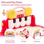 Eners Baby Gyms Play Mats Musical Activity Center Baby Piano Gym Mat Tummy Time Padded Mat for Newborn Toddler Infants(Red) - Image 4